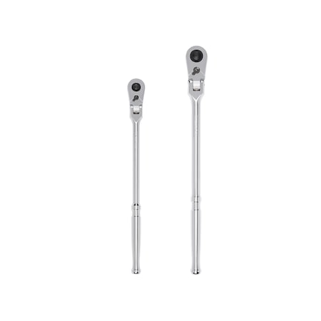 Tekton 3/8, 1/2 Inch Drive Flex Head Quick-Release Long Ratchet Set, 2-Piece (12, 14 in.) SRH99301